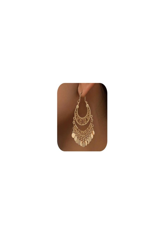 Novearring أقراط بوهيمية أنيقة للنساء، أقراط ذهبية متدلية، مجوهرات بوهيمية أنيقة للنساء، إكسسوارات خفيفة الوزن بوهيمية - Image 1